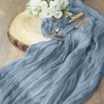 Tafelloper, 6 stuks blauwe kaasdoek, tafelloper, boho-gaas, kaasdoek, tafelloper, rustieke doorzichtige loper, tafelkleed voor boho, bruiloft, decoratie, verjaardagsfeest, 90 x 300