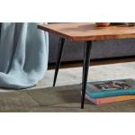 Koffietafel Massief Sheesham-Hout en Metaal 110x60x40 cm Salontafel Bruin | Vierkante Tafel Woonkamer Moderne met Boomrand | Lage Bijzettafel Woonkamertafel