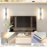 Led-wandlampen, 20 W, 50 cm, modern licht, aangenaam aluminium licht, verlichting voor woonkamer, slaapkamer, woonkamer, hal, trap, lichaam, zilver, 3000 K warm wit