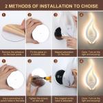 Draadloze LED wandlamp op batterijen dimbaar wandlamp magnetisch met aanraakschakelaar 3 kleurtemperaturen voor woonkamer slaapkamer gang oplaadbare wandlampen, wit