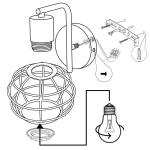 Wandlamp voor binnen, hout, E27 wandlamp, vintage, industrieel, zwart, retro lamp van kooi, metaal, moderne wandlampen voor woonkamer, eetkamer, slaapkamer, hal, keuken