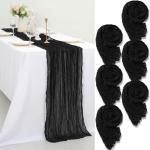 Tafelloper kaasdoek, 6 stuks, zwarte tafelloper, rustieke gaasstof, boho-decoratie, tafelloper, kaasdoek, tafeldecoratie voor bruiloft, feest, bruidsdouche, tafeldecoratie