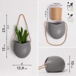 Wandvazen -Ellie- | hangende keramische bloempotten 3-delig | wanddecoratie voor kamer, balkon en tuin | grijs (mat)
