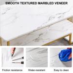 Witte salontafel met opbergruimte, 39" rechthoekige banktafels met open plank voor woonkamer, middentafel salontafel met marmeren afwerking en metalen frame voor woonkamer, eetkame