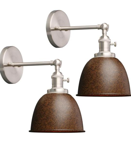 2 stuks plafondhalve cirkel met metalen kap wandverlichting wandlampen vintage industriële loft wandlampen antiek decoratief design wandverlichting keukenwandlampen (imitatie roes
