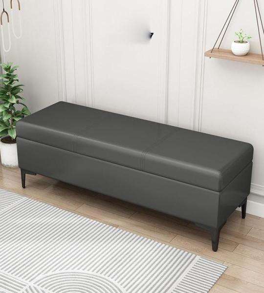 Extra Lange Faux Lederen Opslag Ottomaanse Bank voor Slaapkamer met Speelgoed Doos Organizer Rechthoekige Salontafel 300Lbs Ondersteuning