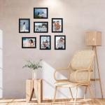 7 stuks fotolijsten 15 x 20 cm, zwart, fotolijst, collageset voor 20 x 15 cm foto's en afbeeldingen, wand- of tafelstandaard voor woonkamer, slaapkamer, kantoor