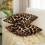 Leopard , 40 x 40 cm, set van 2 , zachte cheeta-print, kussenhoes voor slaapkamer, wilde dieren, safari, decoratieve bankkussens voor bank
