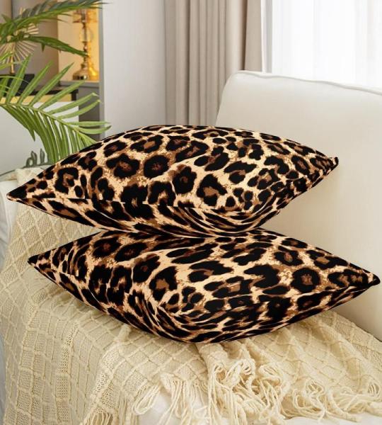 Leopard , 40 x 40 cm, set van 2 , zachte cheeta-print, kussenhoes voor slaapkamer, wilde dieren, safari, decoratieve bankkussens voor bank