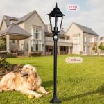 Weglamp met bewegingsmelder BRISTOL glas aluminium zwart H: 120cm E27 IP44 paal licht buiten tuin