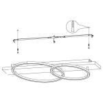 Boyal Led-plafondlamp, 2 lichtpunten, vintage, rustiek, keukenlamp van staal, hout en kunststof, zwart, bruin, wit, lengte 78 cm