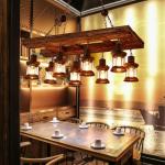Smeedijzeren hangende lamp Houten Industriële zolderbar Hangende verlichting Retro hanglamp In hoogte verstelbaar Transparant glas Lampenkap Kamer Woonkamer Kroonluchter
