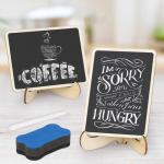 Kreidetafel Memotafel mit Ständer, 12 Kleine Tafel, Mini Tafeln kreidetafeln, Löschbar Memotafel Tischschilder mit Holz Sockel, Tischkreidetafel Karten für Buffet, Hochzeit, Par