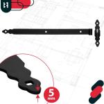 Loadband met blokken, 600 mm, gepoedercoat staal, deurband met kogellagers, scharnier, zwart, links en rechts, laadbanden, deurband, houten deur, tuindeurband