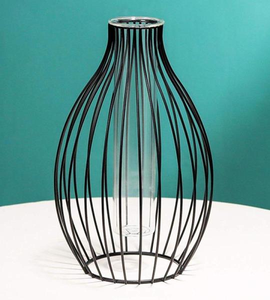 Metalen frame reageerbuisvaas, moderne glazen vaas op tafel voor hydrocultuur kweekplanten huis tuin bruiloft decoratie