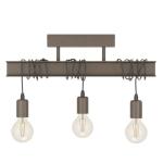 Plafondlamp Townshend 4, 3-lichts lamp plafond, vintage, industrieel, woonkamerlamp van antiek bruin metaal, plafondverlichting voor slaapkamer en gang, E27 fitting
