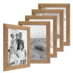 Fotolijst, 20 x 30 cm, hout, eiken-look, set van 5 echt houten frame, rustiek, strandhuis, Made in Germany, echt glas, om op te hangen, extra accessoires - drijfhoutlook met een vl