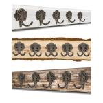 Klassieke kapstokhaken, dubbele haken, hoedhaken, kledinghaken, ijzeren haken, antiek design, set van 5, brons (klein)