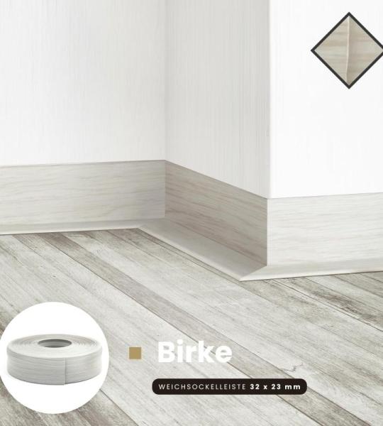 Zachte plint, 5 m, rustiek eiken, 32 x 23 mm, pvc, zelfklevend, knikhoek plint, hoekprofiel, aansluitprofiel, vloerlijst, rubberen plint