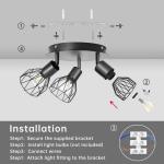 Spot Armaturen voor Plafonds Verstelbare Metalen Draadkooi Keuken Spotlight Plafondlampen met E14 Fitting Zwart 3-weg Plafondlamp Industrieel voor Binnen Thuis Slaapkamer Hal Woonk
