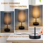 Touch Dimbaar bedlampje met oplaadfunctie, moderne led-tafellamp met USB-poort, E27 tafellamp zwart voor cadeau, slaapkamer, woonkamer, kantoor (incl. 6 W warmwitte ledlamp)