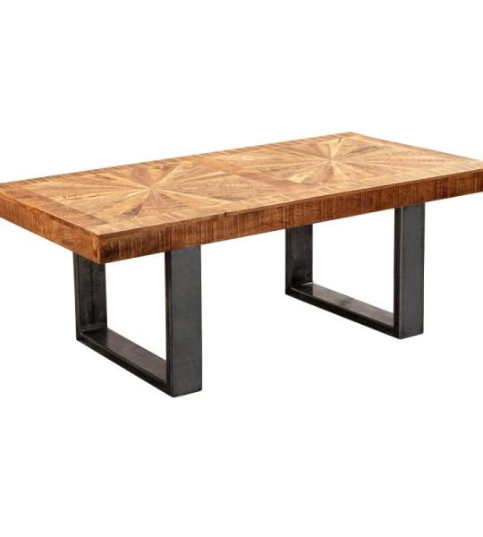 FineBuy Moderne salontafel Mango massief hout 105 x 55 x 40 cm tafel in industrieel design | salontafel met hout en metaal | salontafel rustiek