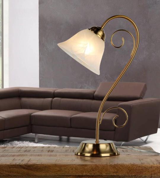 Elegante Tafellamp ATHEN Landelijke Stijl Rustiek in Messing Witte Bureau Bureau Bedside Tafellamp