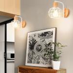 Wandlamp voor binnen, 2 stuks, vintage wandlampen, industriële wandverlichting, E27, retro lamp van kooi, metaal en hout, vintage wandlamp voor woonkamer, eetkamer, slaapkamer, ha