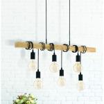 hanglamp Townshend, 6 lampen, vintage hanglamp in industrieel design, retro hanglamp van staal en hout, kleur: zwart of bruin.