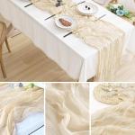 Tafelloper, 6 stuks beige kaasdoek, tafelloper, boho-gaas, kaasdoek, tafelloper, rustieke doorzichtige loper, tafelkleed voor boho, bruiloft, decoratie, verjaardagsfeest, 90 x 300 