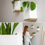 Alma Wandvazen, moderne hangende bloempotten voor aan de muur, 3-delige plantenpotset van hoogwaardig hars voor kamerplanten, , bloemen enz., wit