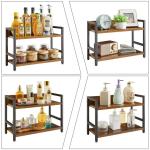 2-Tier Spice Rack Industriële Counter Plank Desktop Opslag Organizer Staande Kruiden Rack voor Aanrecht Keuken Kantoor Woonkamer Desktop Rustiek Bruin TLJ002H