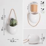 Kazai Plantenpotjes voor aan de muur, set van 3, wandhouders met plantenpotjes, decoratie als hangende bloempot van keramiek, potten voor kamerplanten, geschikt voor onder meer vet