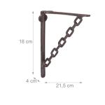 10022947 plankhoek gietijzer, set van 2, antieke stijl, opvallend kettingmotief, wandhouder voor planken, roestbruin, 18 x 4 x 21,5 cm