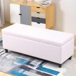 Ottomane aus Leder mit Stauraum und getuftetem Holz mit Fußstütze – moderner, rechteckiger Couchtisch für Wohnzimmer, Schlafzimmer