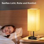 Nachtkastlampjes, set van 2, bedlampje, touch-dimbaar, met 2 USB-snellaadpoorten, 3 kleurtemperaturen en traploze dimming, 2 E27-gloeilampen van 6 W voor slaapkamer, woonkamer, kan