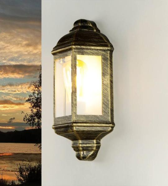 Wandlamp buiten vintage maritiem, goud antiek, weerbestendig, IP44, E27, B:17,5 cm, binnenplaats, entree, tuin, wand buitenlamp terras, balkonlamp