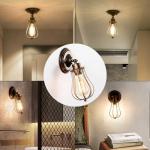 Industriële wandkandelaar, vintage verlichting, verstelbare wandlamp, rustieke draad, metaal, kooi, wandlamp, Edison-stijl, antieke lamp, verandaallamp (zonder gloeilamp) (brons)