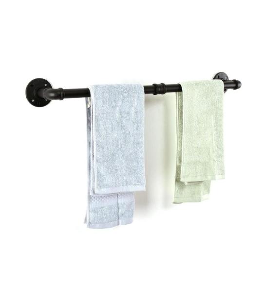Rohr Handtuch Bar Wand montiert Industriehandtuch Rack Halter Rustikale Heavy Duty Badezimmer Hardware (24 inch, Schwarz)