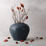 Blaue Keramikvase, blaue Vasen für Heimdekoration, rustikale große blaue Keramikvasen für Tafelaufsätze, blaue dekorative Vasen für Wohnzimmer, Tisch, Küche und Büro, modern