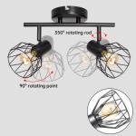 E14 Plafondspot 2 Lampen, e14 led vintage Spot light 350 ° Draaibare plafondspot, Metalen LED plafondlamp zwart voor Binnen Hal Woonkamer Winkel Slaapkamer keuken