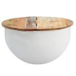 FineBuy Mango Salontafel, 60 x 34 x 60 cm, massief hout, metaal, industrieel rond, design woonkamertafel met opbergruimte, loungetafel, sofatafel, modern