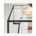 Salontafel, glazen tafel, woonkamertafel, 2 planken van gehard glas, stalen frame, 55 x 100 x 45 cm, decoratie, voor woonkamer, zwart LGT033B61
