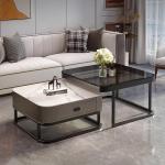 Moderner quadratischer Couchtisch aus goldfarbenem Glas, 2er-Set, mit Metallrahmen, Aufbewahrung, Couchtische für Wohnzimmer, einfache Montage, für Zuhause, Büro, Schlafzimmer