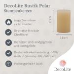: 4 x rustieke pool-stompkaarsen 120/78 mm. Brandduur ca. 60 uur! incl. professionele kaarsaansteker - Duitse merkfabrikant - RAL gecertificeerd (vanille)
