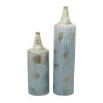 Metalen noodlijdende lange vaas, set van 2 25", 18"H, blauw