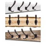 4 x rustieke ijzeren haken, wandhaken, gietijzeren design, set van 4, zwart