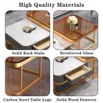 Moderner quadratischer Couchtisch aus Glas, goldfarben, 2er-Set, mit Metallrahmen, stilvolle Aufbewahrung, Couchtische für Wohnzimmer, einfache Montage, für Zuhause, Büro, Schla