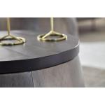 Design Salontafel, 2-delige set, mango, massief hout, rond, zilver, woonkamertafel, aluminium afneembaar deksel, bijzettafel, modern, metaal/hout, 2-delig, met opbergruimte