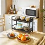 2-Tier Spice Rack Industriële Counter Plank Desktop Opslag Organizer Staand Kruidenrek voor Aanrecht Keuken Kantoor Woonkamer Desktop Donkergrijs TLJ002G